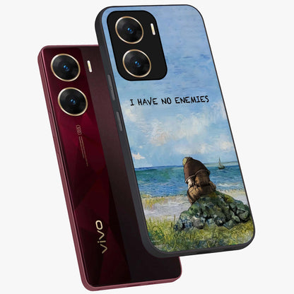 Peace Beyond War Glass Case displayed in angled mockup highlighting meaningful message design with artistic aesthetic style.
