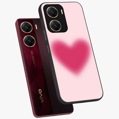 Pink Aura Heart Glass Case displayed in angled mockup highlighting vibrant pink heart design with dreamy aura aesthetic.