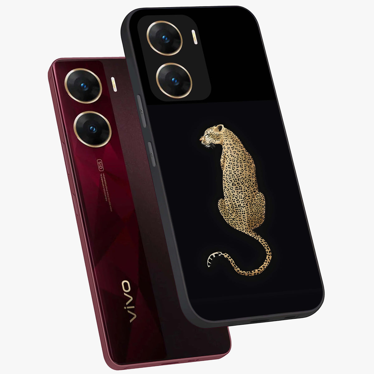 Regal Leopard Glass Case displayed in angled mockup highlighting powerful animal illustration with stylish wild aesthetic.