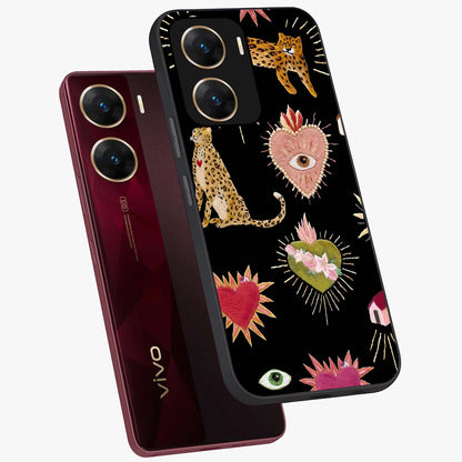 Sacred Jungle Heart Glass Case displayed in angled mockup highlighting lush tropical design with natural aesthetic style.