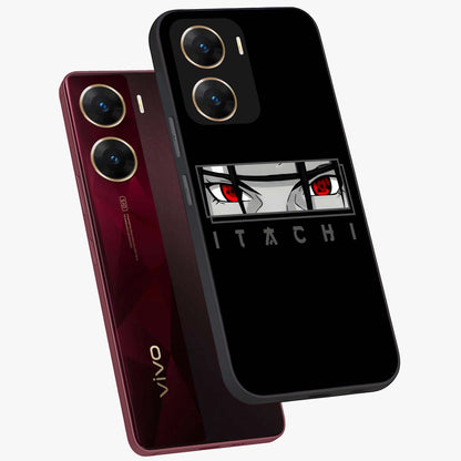 Scarlet Gaze Dominance Glass Case displayed in angled mockup highlighting intense visual design with bold scarlet aesthetic.