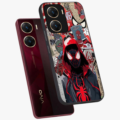 Spider Collage Street Glass Case displayed in angled mockup highlighting dynamic street style collage design with comic aesthetic.