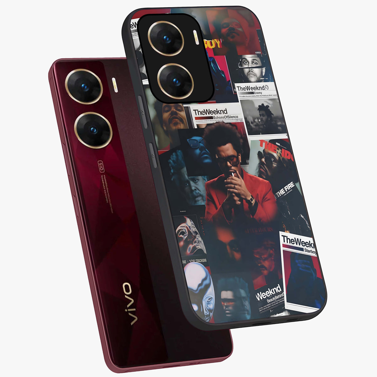 The Weeknd Glass Case displayed in angled mockup highlighting stylish pop culture inspired design with modern aesthetic.