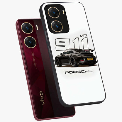 Turbo Legacy Icon Glass Case displayed in angled mockup highlighting dynamic automotive design with performance aesthetic.
