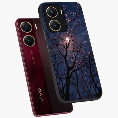 Twilight Sakura Serenade Glass Case displayed in angled mockup highlighting delicate sakura flower design with dreamy aesthetic.