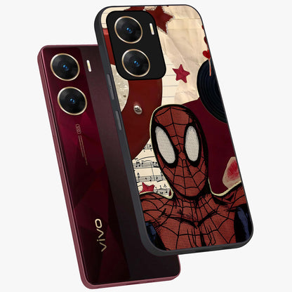 Web Warrior Vibes Glass Case displayed in angled mockup highlighting dynamic web design with comic style aesthetic.
