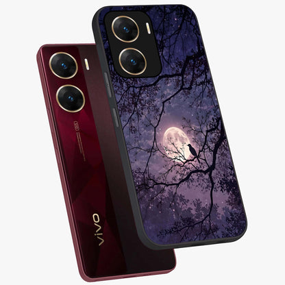 Whispering Moon Silence Glass Case displayed in angled mockup highlighting calm lunar design with dreamy night aesthetic.