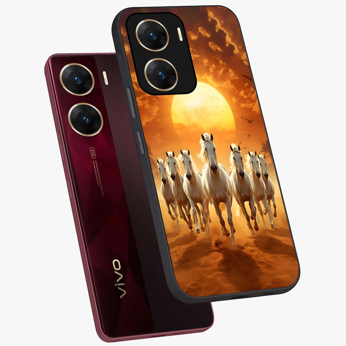 Wild Sunset Majesty Glass Case displayed in angled mockup highlighting vibrant sunset sky design with scenic aesthetic.