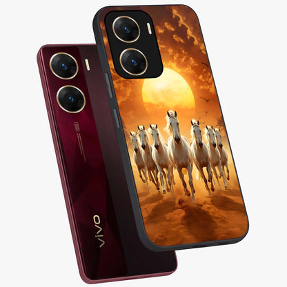 Wild Sunset Majesty Glass Case displayed in angled mockup highlighting vibrant sunset sky design with scenic aesthetic.