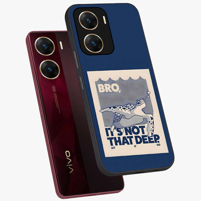 Worry Less Swim Glass Case displayed in angled mockup highlighting fun typography design with relaxed aesthetic style.