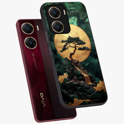 Zen Moon Rise Glass Case displayed in angled mockup highlighting peaceful lunar design with zen aesthetic style.