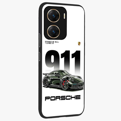 911 Turbo Dominance Glass Case upright perspective showcasing powerful racing design and modern automotive aesthetic.