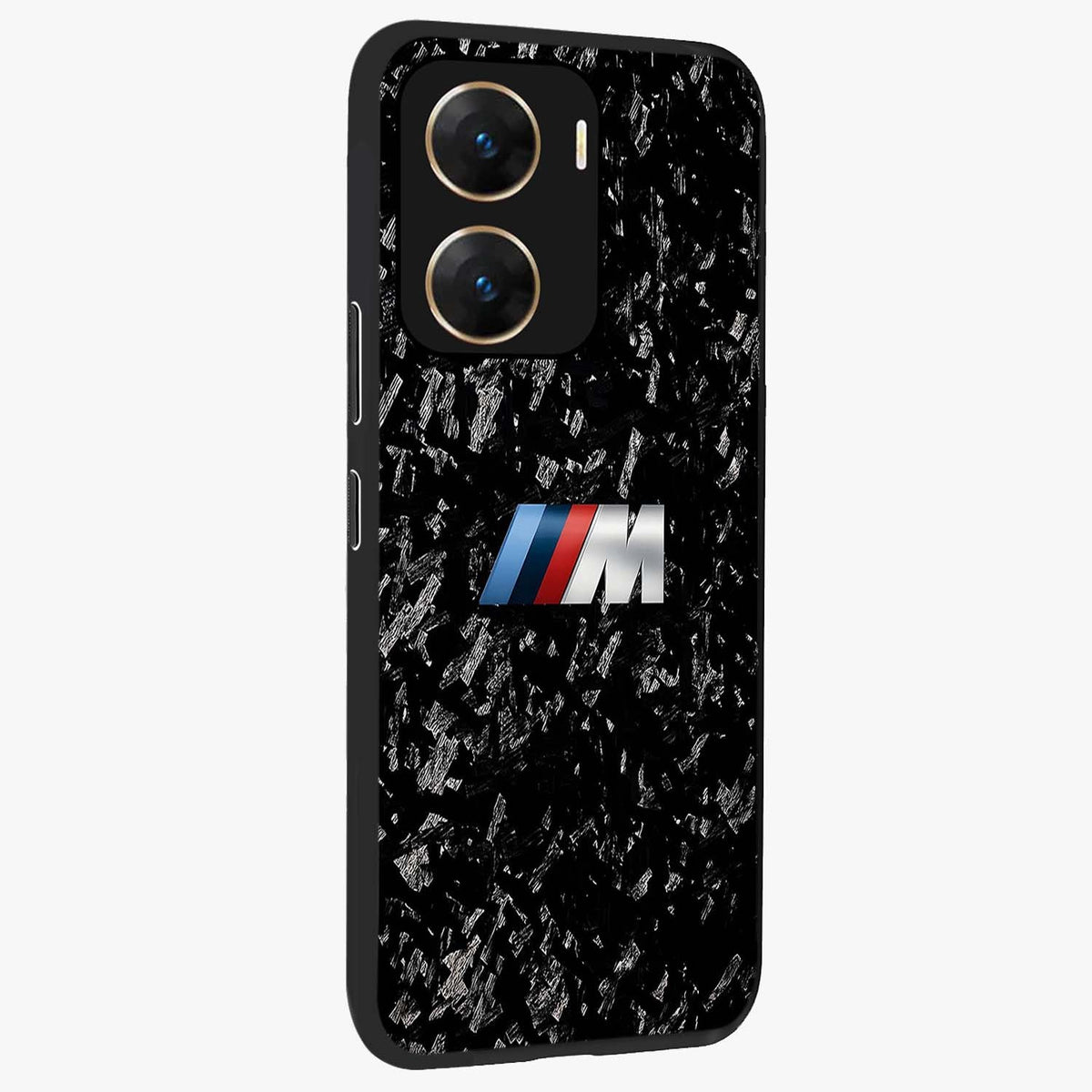 Carbon Speed Mark Glass Case upright view showcasing modern carbon speed graphic with bold automotive theme.