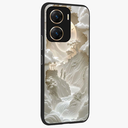 Celestial Origami Glass Case upright view showcasing creative origami artwork with modern celestial style.