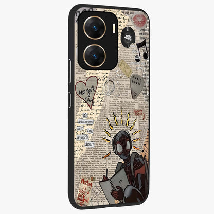 City Dream Sketch Glass Case upright view showcasing urban skyline artwork with stylish hand drawn design.