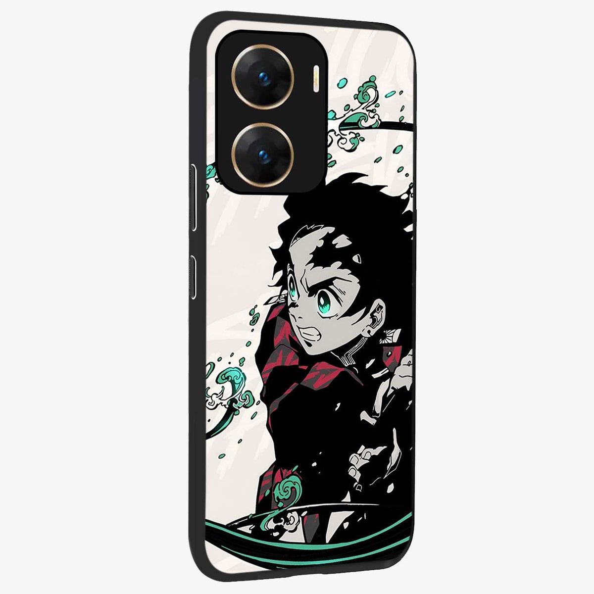 Demon Slayer Glass Case upright view showcasing powerful anime artwork with intense warrior theme.