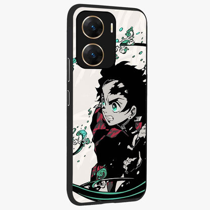 Demon Slayer Glass Case upright view showcasing powerful anime artwork with intense warrior theme.