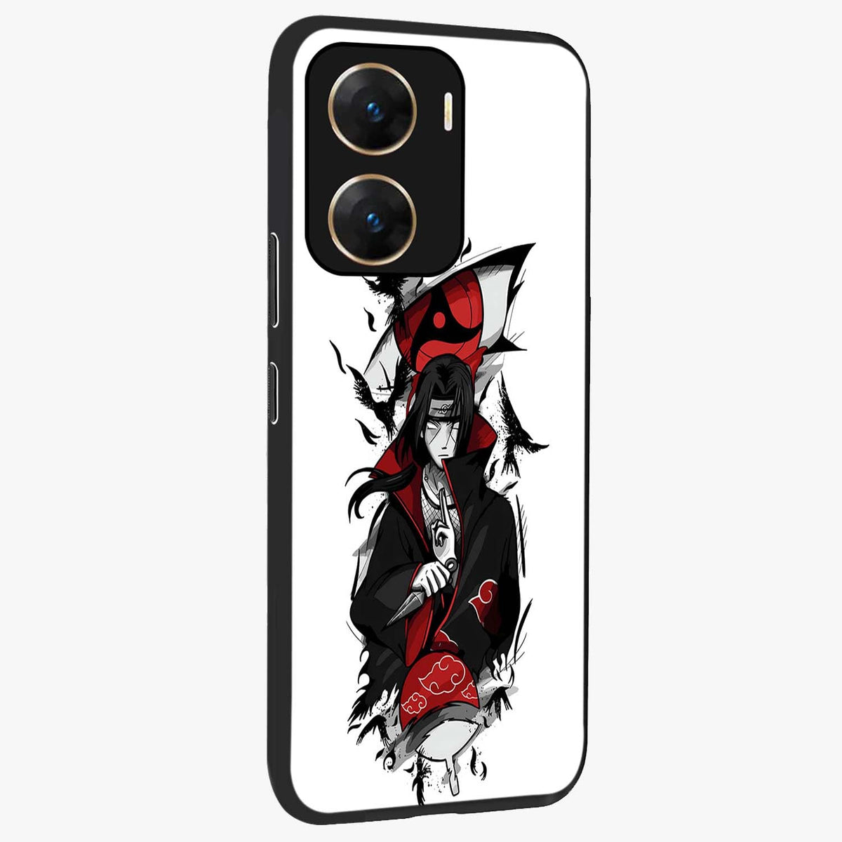 Itachi Limited Edition Naruto Anime Glass Case upright view showcasing intense anime artwork with powerful character theme.