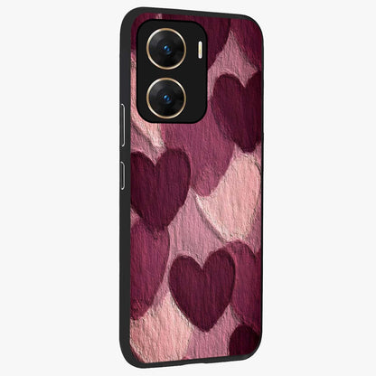 Layered Paper Hearts Glass Case upright view showcasing decorative layered heart artwork with sweet love theme.