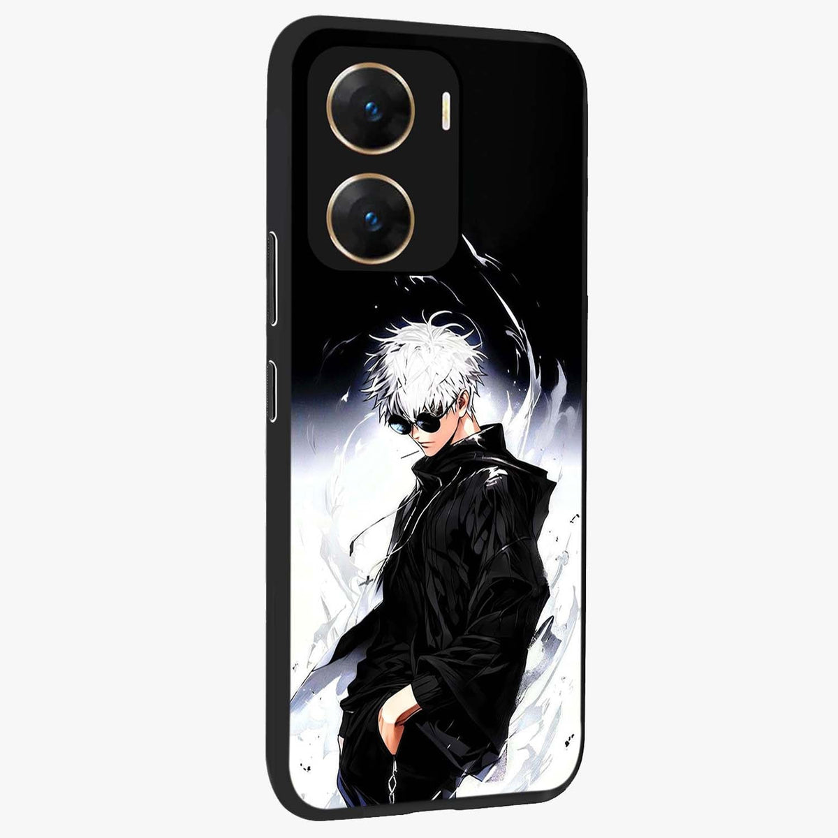 Limitless Shadow King Glass Case upright view showcasing bold shadow warrior artwork with epic fantasy theme.