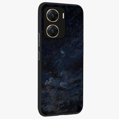 Lunar Veil Silence Glass Case upright view showcasing calm moon themed artwork with serene night atmosphere.