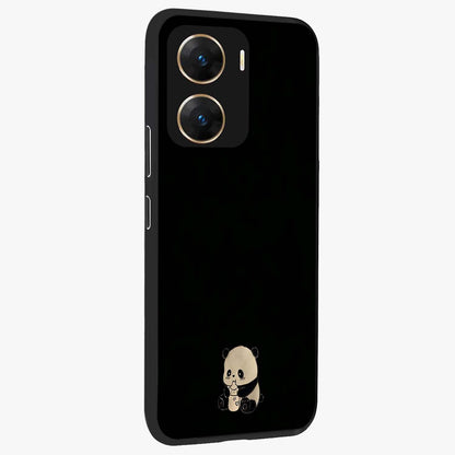 Midnight Panda Love Glass Case upright view showcasing charming panda artwork with playful romantic theme.