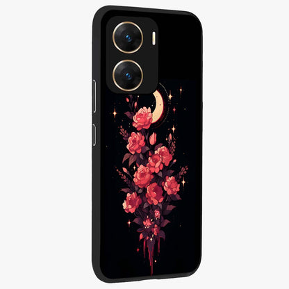 Moonlit Floral Elegance Glass Case upright view showcasing delicate floral artwork with refined night inspired theme.