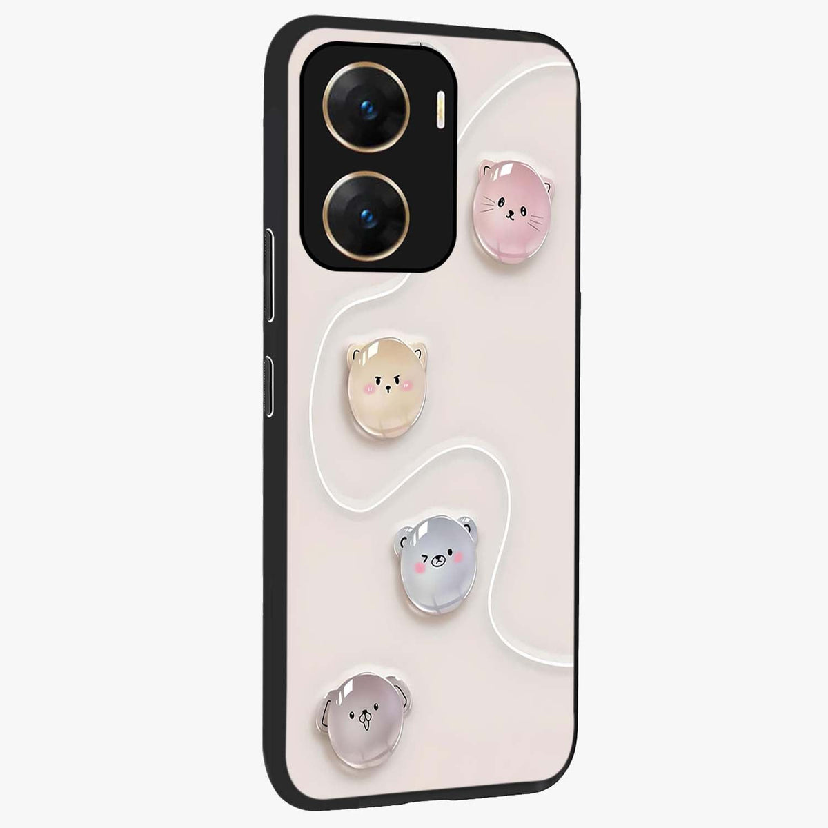 Puffy Face Parade Glass Case upright view showcasing adorable character artwork with cheerful animated theme.
