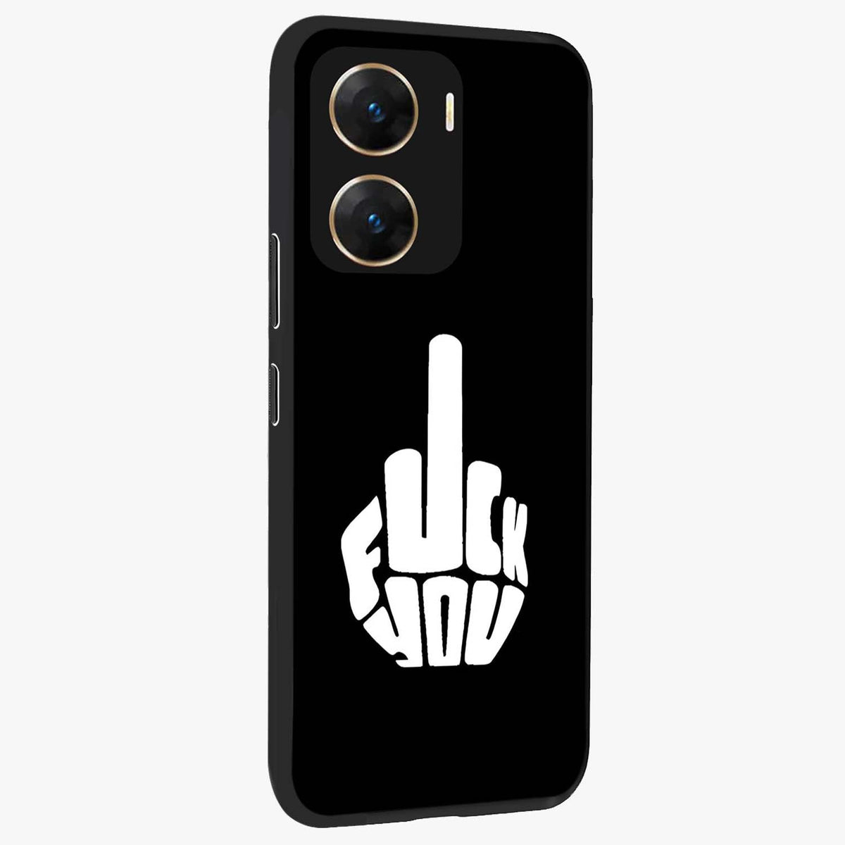 Rebel Mode On Glass Case upright view showcasing striking statement artwork with bold rebellious theme.