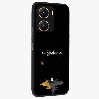 Silent Night Row Glass Case upright view showcasing tranquil night artwork with serene landscape theme.