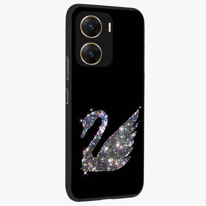 Starlit Swan Grace Glass Case upright view showcasing beautiful swan artwork with peaceful night themed design.