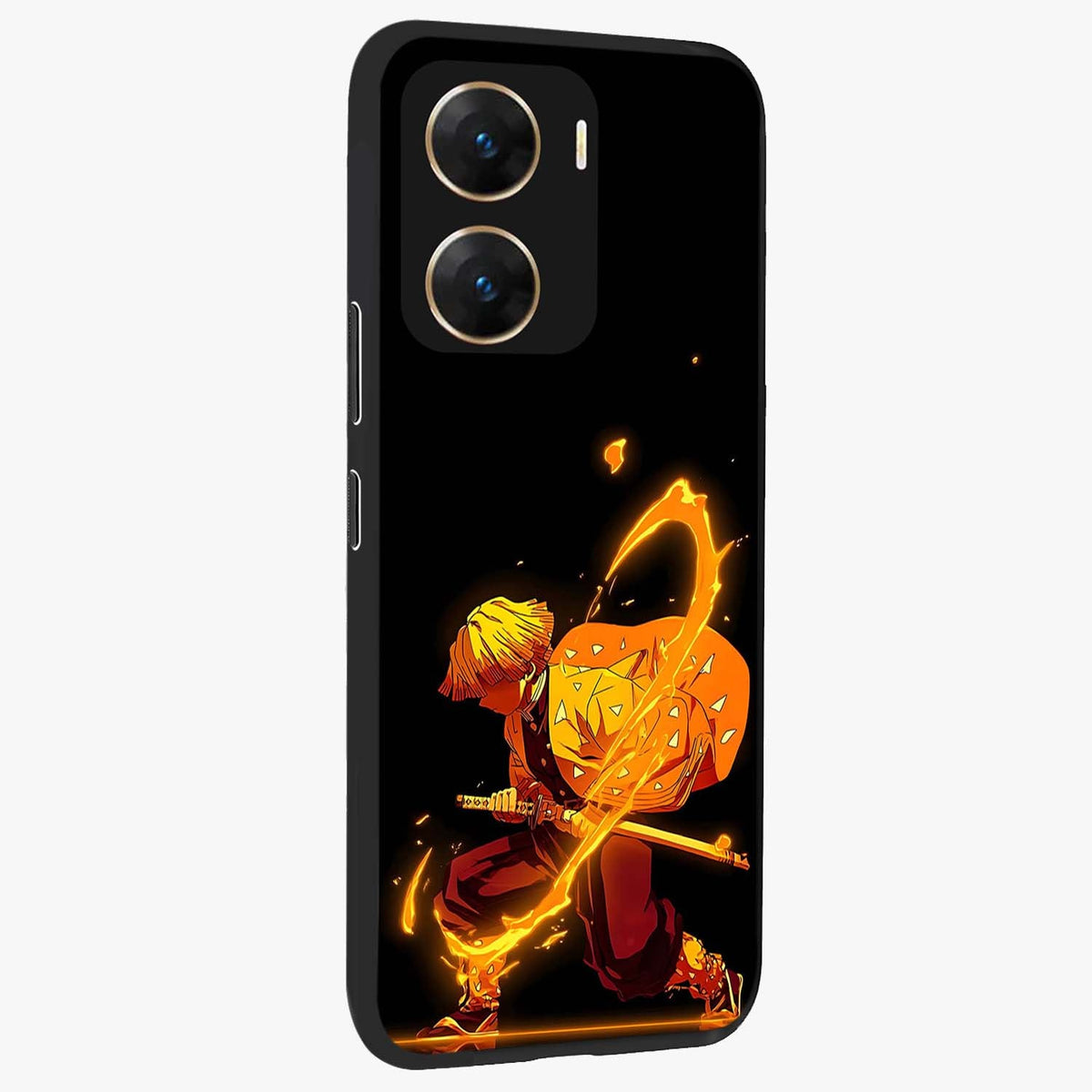 Thunder Flame Execution Glass Case upright view showcasing explosive flame artwork with dynamic action theme.