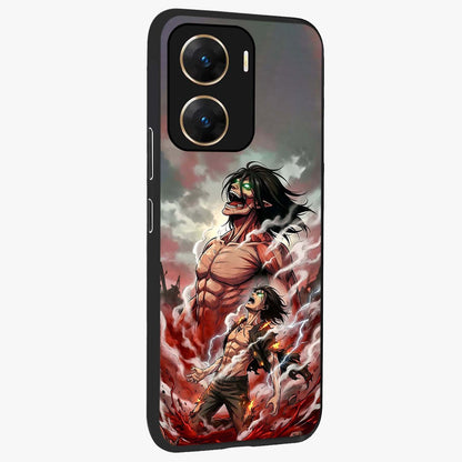 Titan Awakening Fury Glass Case upright view showcasing intense titan artwork with epic fantasy theme.
