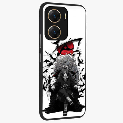 Uchiha Shadow Throne Glass Case upright view showcasing magical underwater galaxy artwork with vibrant cosmic theme.