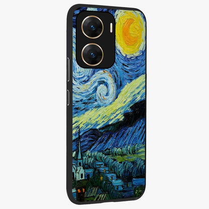 Van Gogh Art Glass Case upright view showcasing expressive painting style artwork with timeless artistic theme.