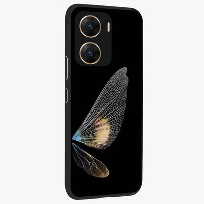 Whispers Of Wings Glass Case upright view showcasing elegant wing artwork with light airy theme.