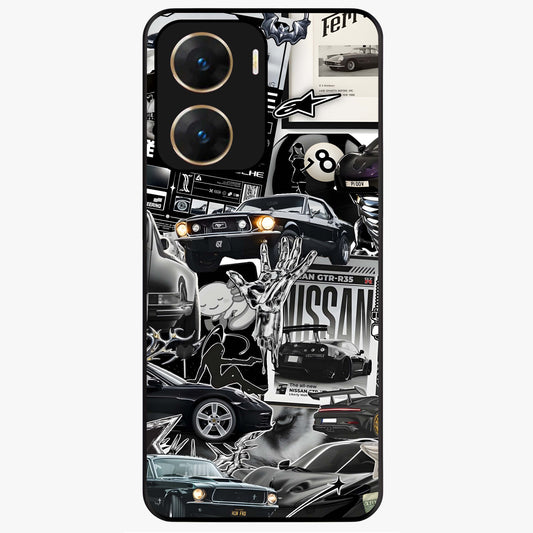 Aesthetic Dark Love Glass Case showing flat back view with dark romantic artwork and glossy glass finish.
