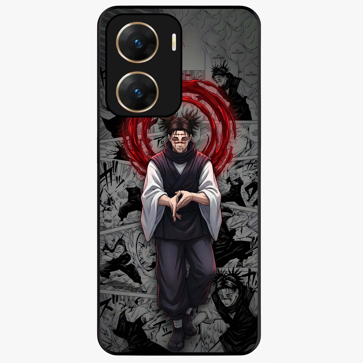 Cursed Ritual Ascension Glass Case showing flat back view with dark ritual themed artwork and glossy glass finish.