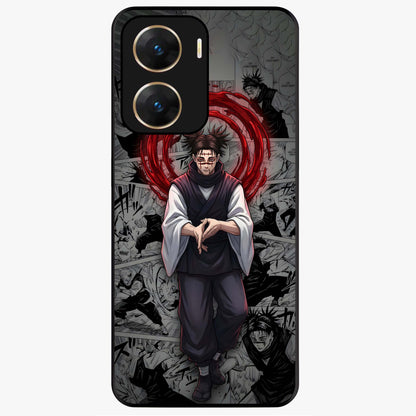 Cursed Ritual Ascension Glass Case showing flat back view with dark ritual themed artwork and glossy glass finish.