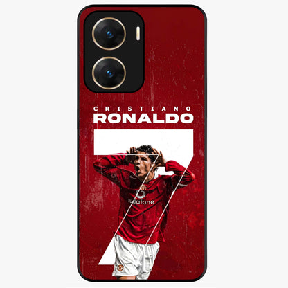 Goal Celebration Legacy Glass Case showing flat back view with football celebration inspired artwork and glossy glass finish.