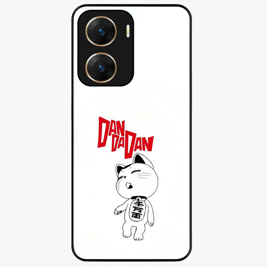 Playful Spirit Charm Glass Case showing flat back view with cheerful charm themed artwork and glossy glass finish.