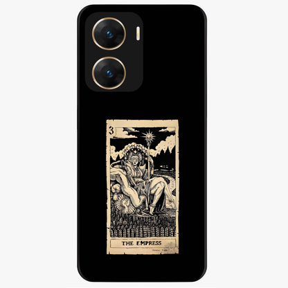 The Empress Glass Case showing flat back view with regal feminine artwork and glossy glass finish.