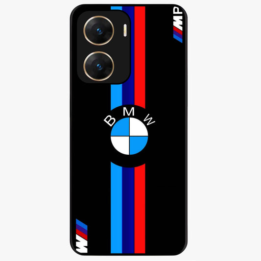 Turbo BMW Beast Glass Case showing flat back view with high performance sports car artwork and glossy glass finish.