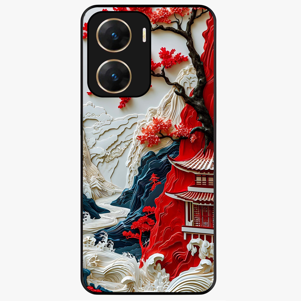 Whispers Of Sakura Waves Glass Case For Vivo V29E 5G