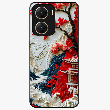 Whispers Of Sakura Waves Glass Case For Vivo V29E 5G