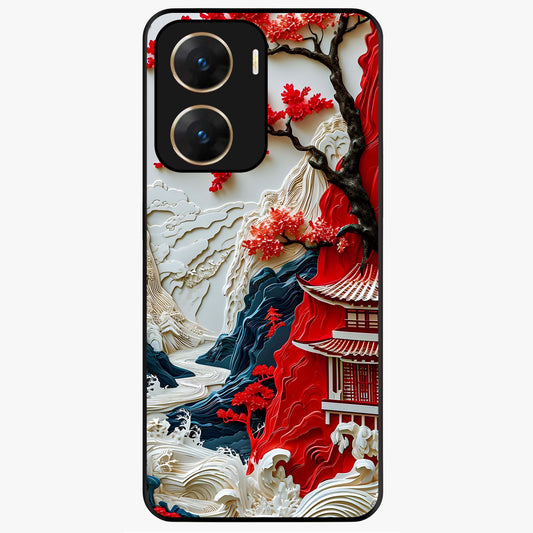 Whispers Of Sakura Waves Glass Case For Vivo V29E 5G