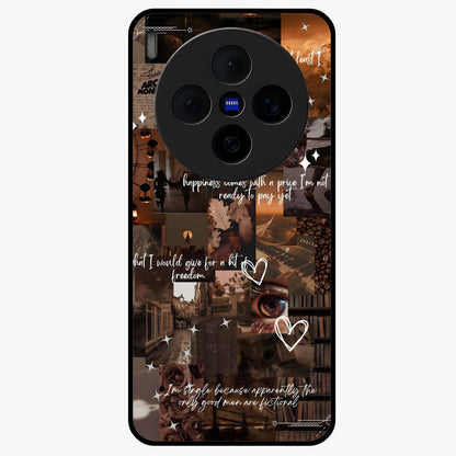 Bittersweet Aesthetic Chaos Glass Case showing flat back view with artistic chaotic aesthetic design and glossy glass finish.