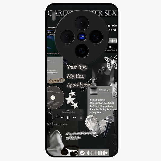Midnight Love Echo Glass Case showing flat back view with romantic midnight themed artwork and glossy glass finish.