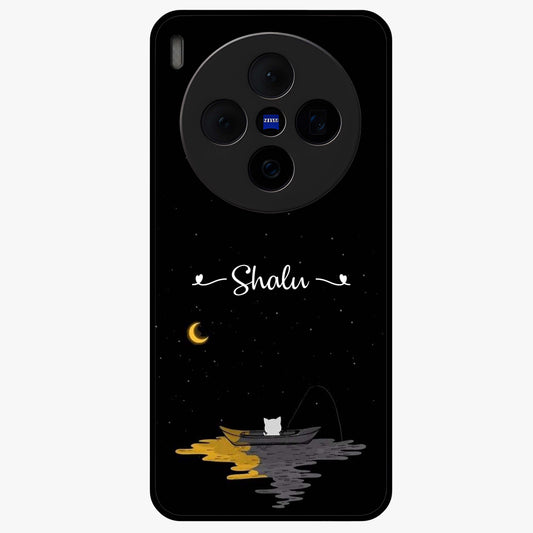 Silent Night Row Glass Case showing flat back view with calm night themed artwork and glossy glass finish.