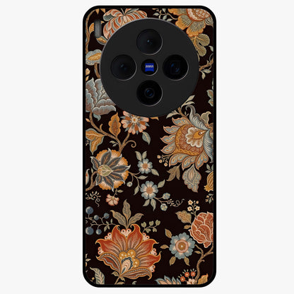 Vintage Floral Dream Glass Case showing flat back view with classic floral artwork and glossy glass finish.